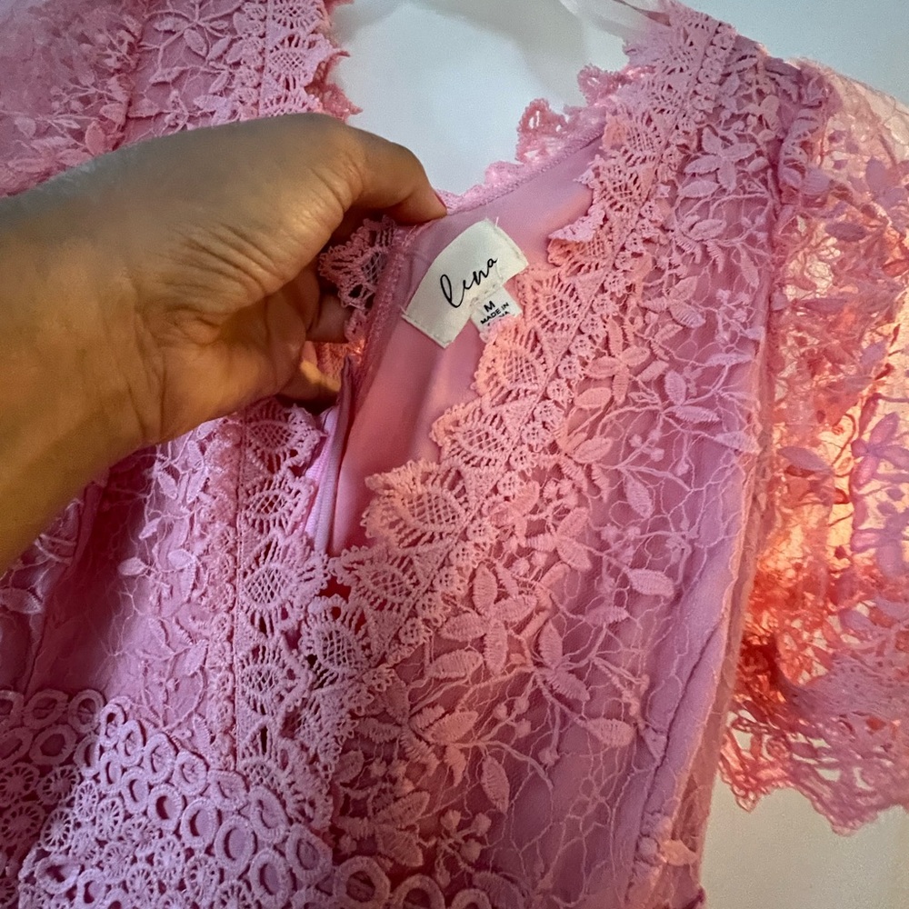 Luna Collective Pink Lace Mini Dress